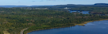 An aerial view of Lake Superior shoreline.