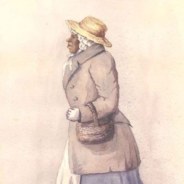 An artistic rendering of a woman walking