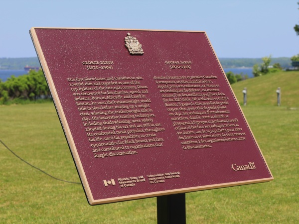 A bronze commemorative plaque with words on it, grass and blue sky