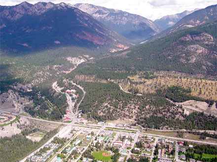 Aerial view of Radium Hot Springs