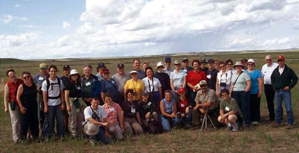 Saskatchewan teachers at a field being restored at Grasslands National Park of Canada