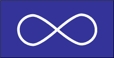 A dark blue rectangular flag with a white infinity sign in the centre.