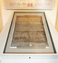 Charter document in glass case