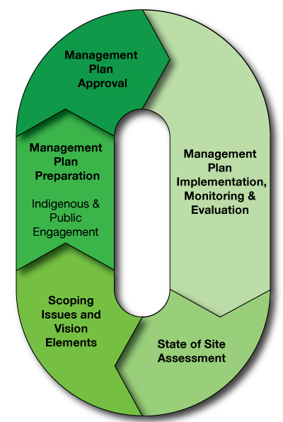 Management plan cycle explained, see text below for further explanation.