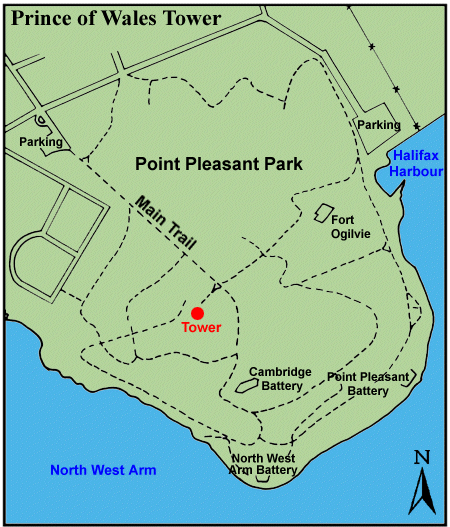 Location of Prince of Wales Tower National Historic Site of Canada