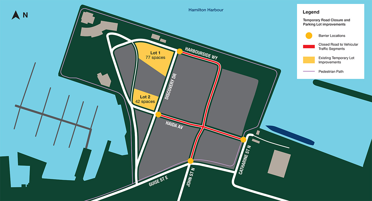 Aerial map of available parking
