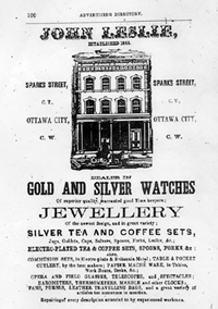An advertisement for Mr. Leslie's jewelshop
