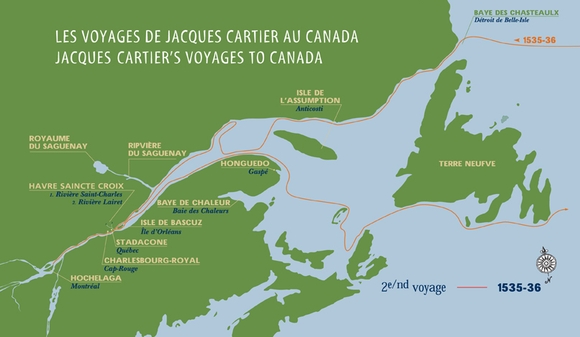 Map of Cartier's Second Voyage 1535-1536