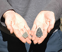 Artefacts: fragments of arrowheads