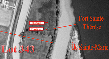 Aerial photograph dating back to 1938 that shows the fort's exact location 
