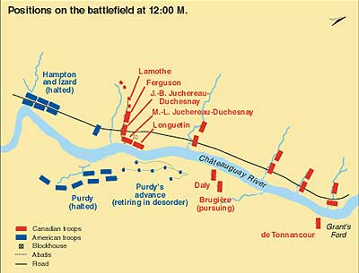 Positions on the battlefield at 12:00 p.m.