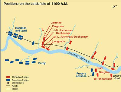Positions on the battlefield at 11:00 a.m.
