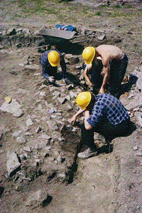 Parks Canada employees carry out archaeological digs at Coteau-du-Lac National Historic Site in summer 1966.
