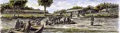 The first installations of the station quarantine on the Grosse Île, in 1832