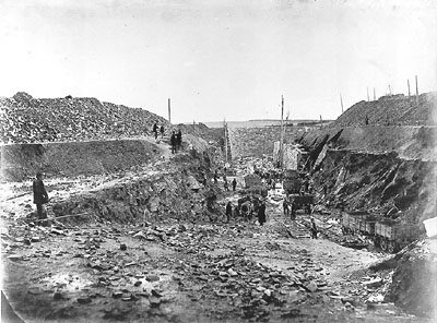 Fort No. 1 under construction? No, Fort Staddon in the south of England in January 1863.