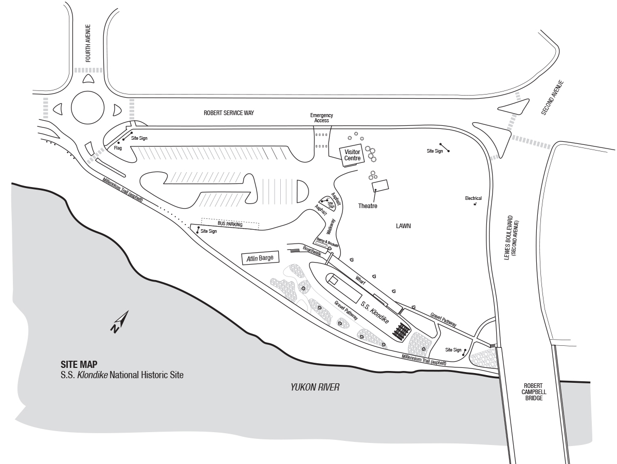A site map for S.S. Klondike National Historic Site — Text description follows