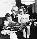 St-Laurent Reading to Marie and Francine, Two of His Granddaughters