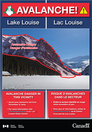 Avalanche zones on Mt. Fairview at Lake Louise
