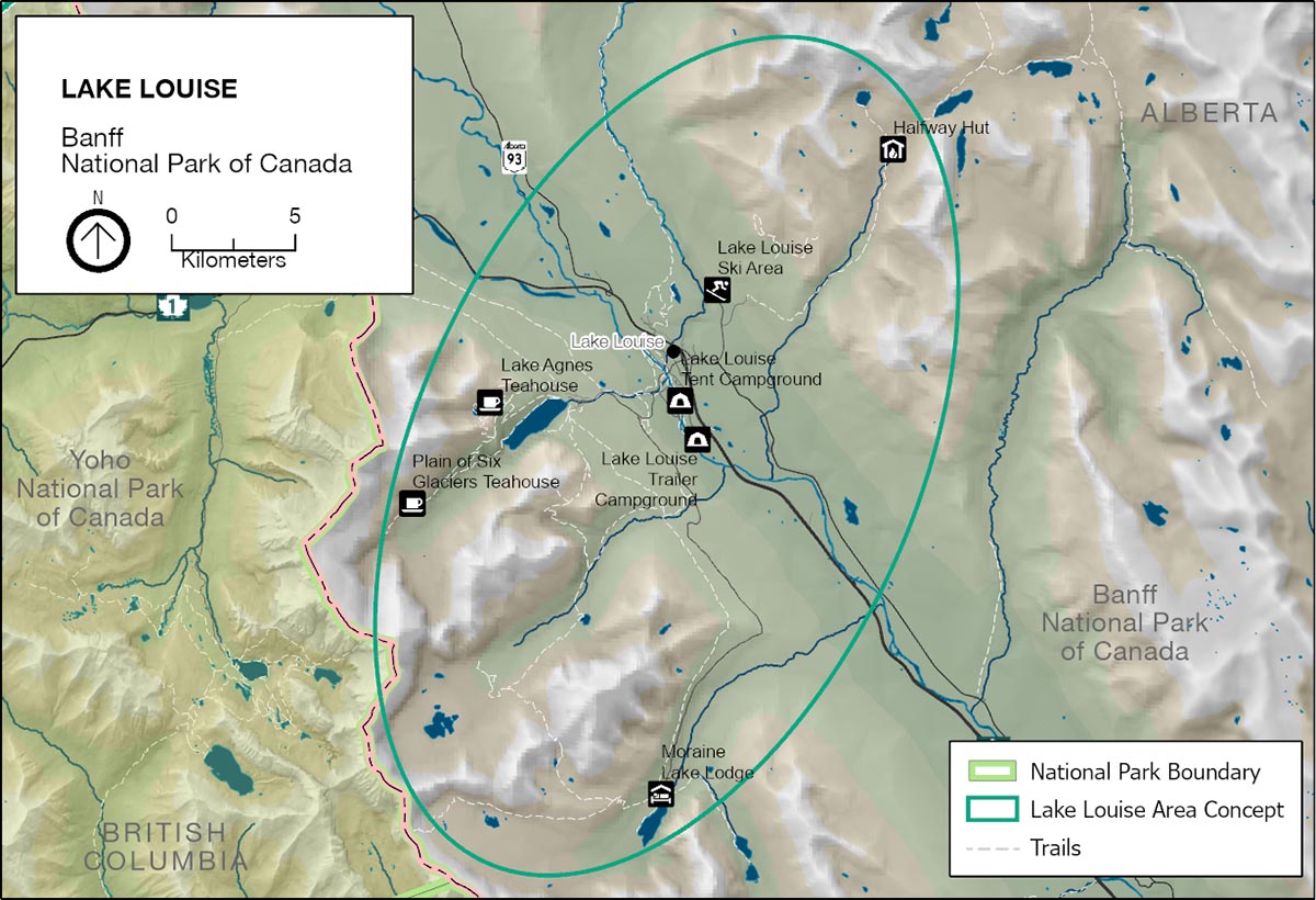 Map of the Lake Louise Area.