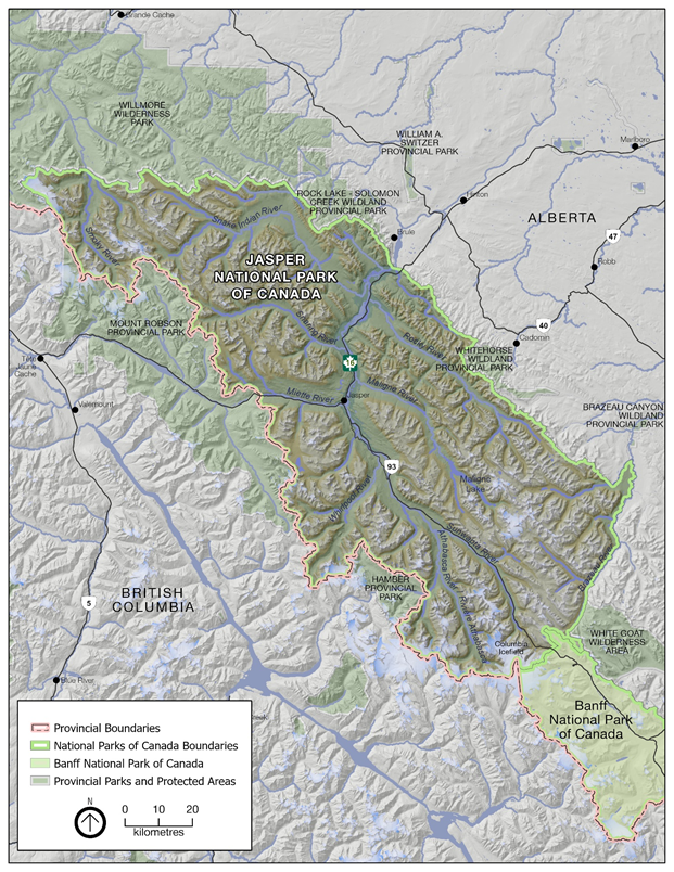 Figure 1. Jasper National Park and regional area.