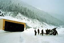 Unit of Canadian Armed Forces with 105 mm howitzer used to control avalanches