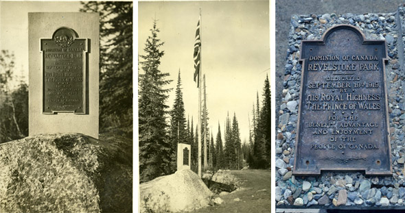 3 photos showing the 1919 commemorative plaque