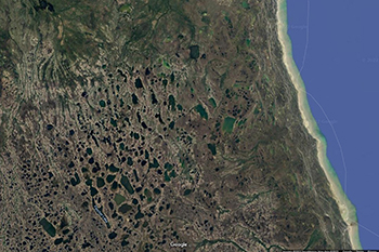 A Google Earth image of Hudson Bay.