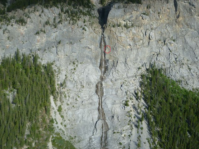 The red circle shows the ledge where the scramblers became stuck. 