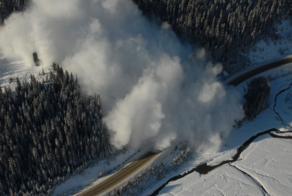 Highway avalanche control is part of the Mountain Safety Specialists job.