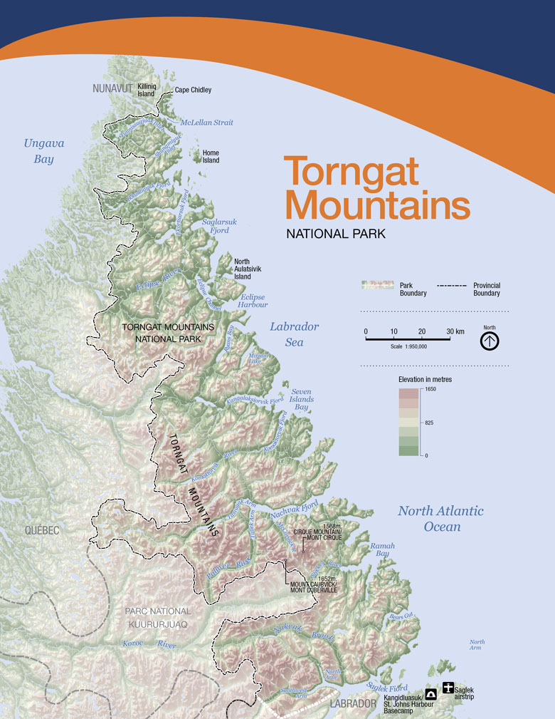 Map of Torngat Mountains National Park of Canada