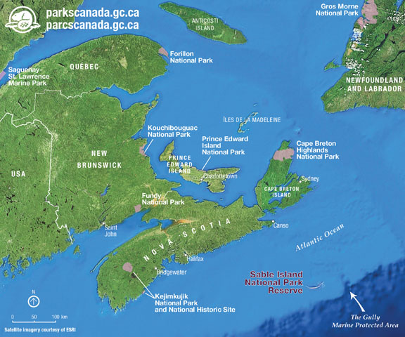 map of Sable Island and region