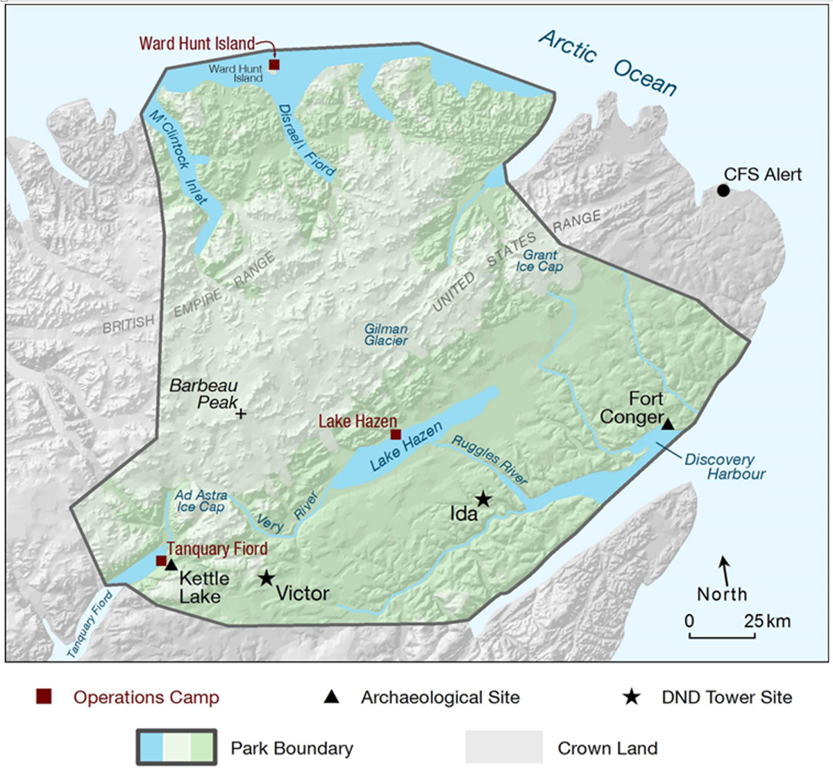 Map 2: Quttinirpaaq National Park, text description follows
