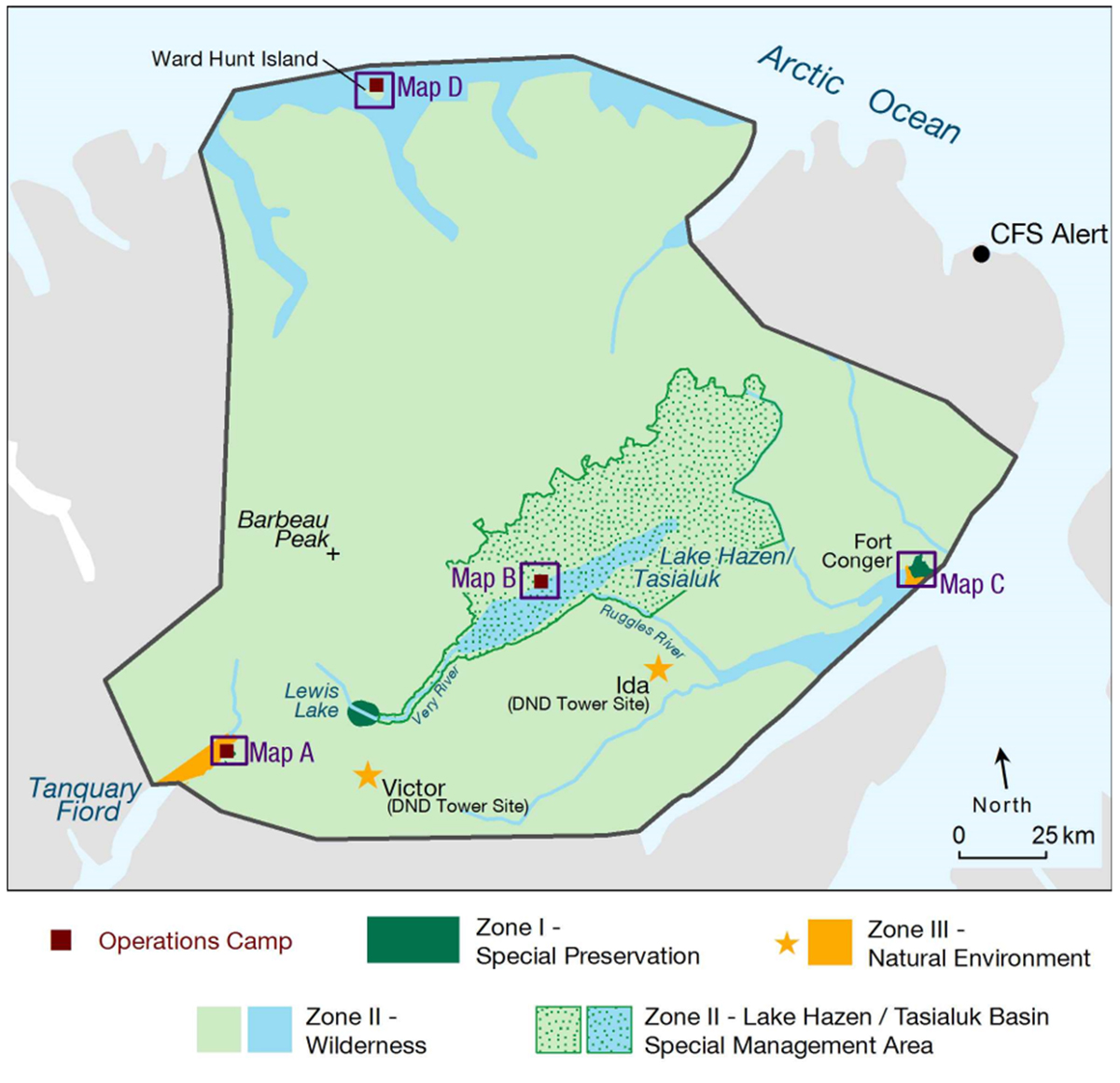Map 3: Quttinirpaaq National Park zoning text description follows