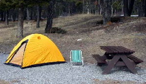 A campsite with no food items left unattended