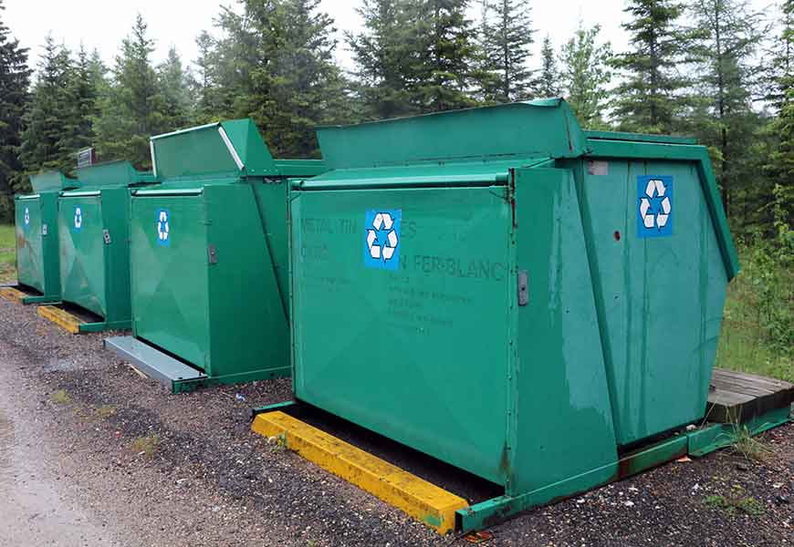 Green dumpster for cardboard products