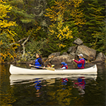 A family canoeing.