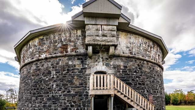 View of the Prince of Wales Tower showing the massive circular walls.